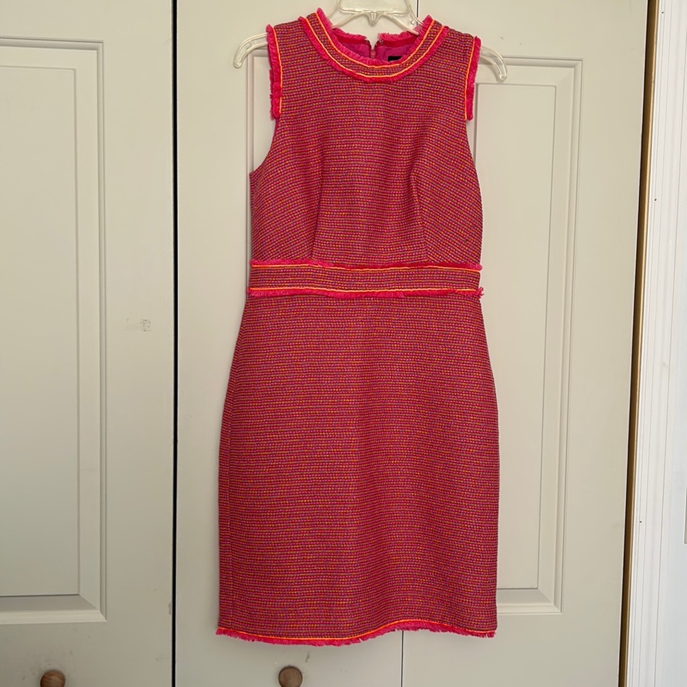 VVUC J. Crew Pink and Orange Tweed Sheath Dress